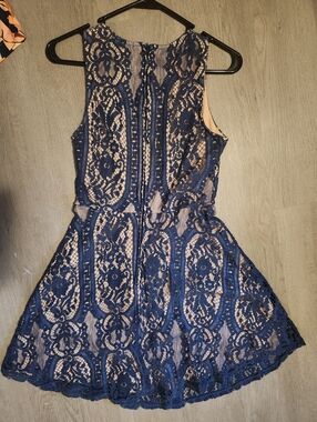 Charlotte Russe Navy Lace Dress with Nude Lining